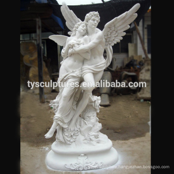 Stone romantic sexy female and male angels statue embracing together for garden